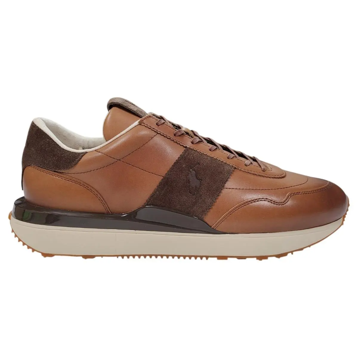 Polo Ralph Lauren Mens 12 Train 89 Low-top Leather Sneakers Shoes Clay Brown