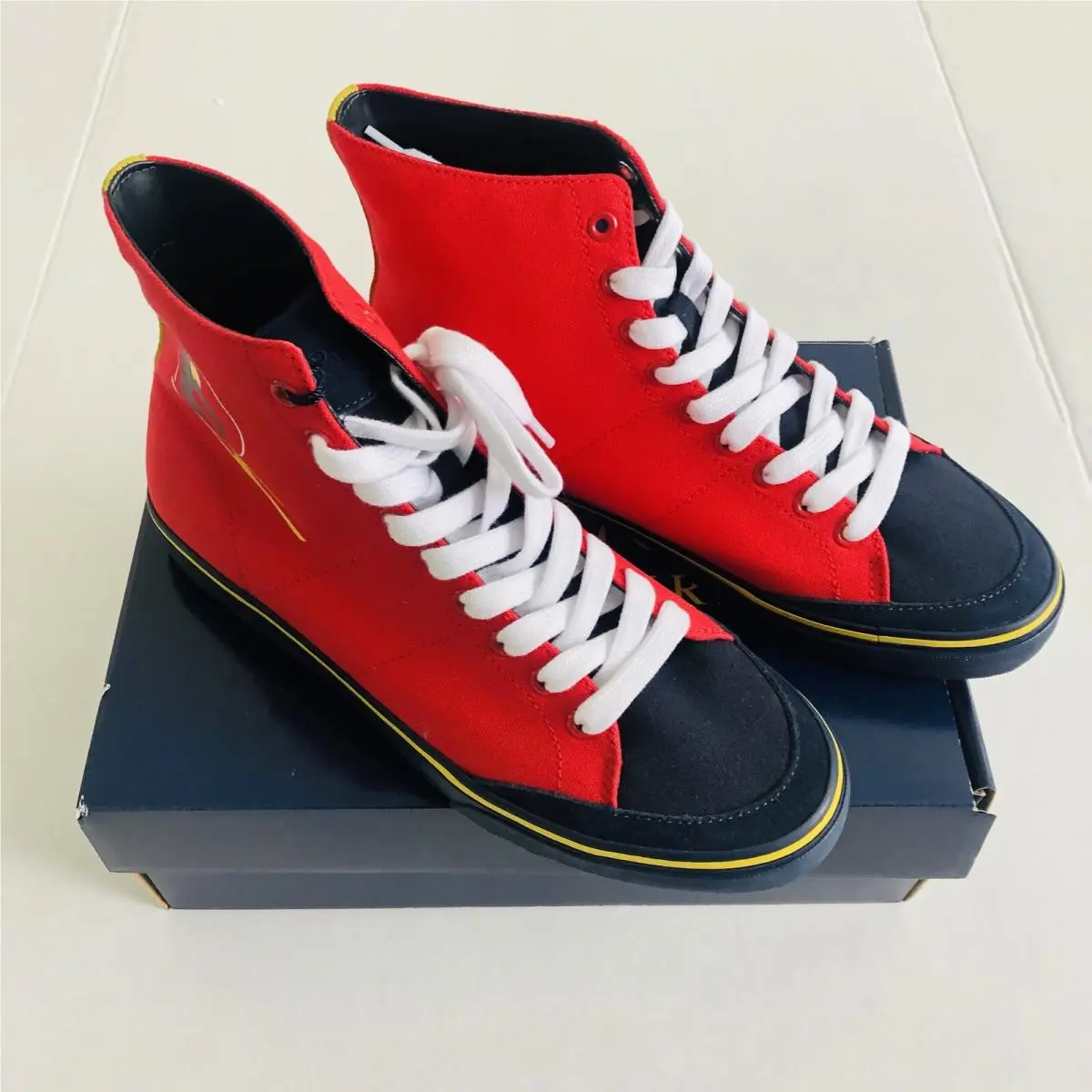 Polo Ralph Lauren Men`s Solomon Downhill Ski-patch Canvas Sneakers • Size 9.5