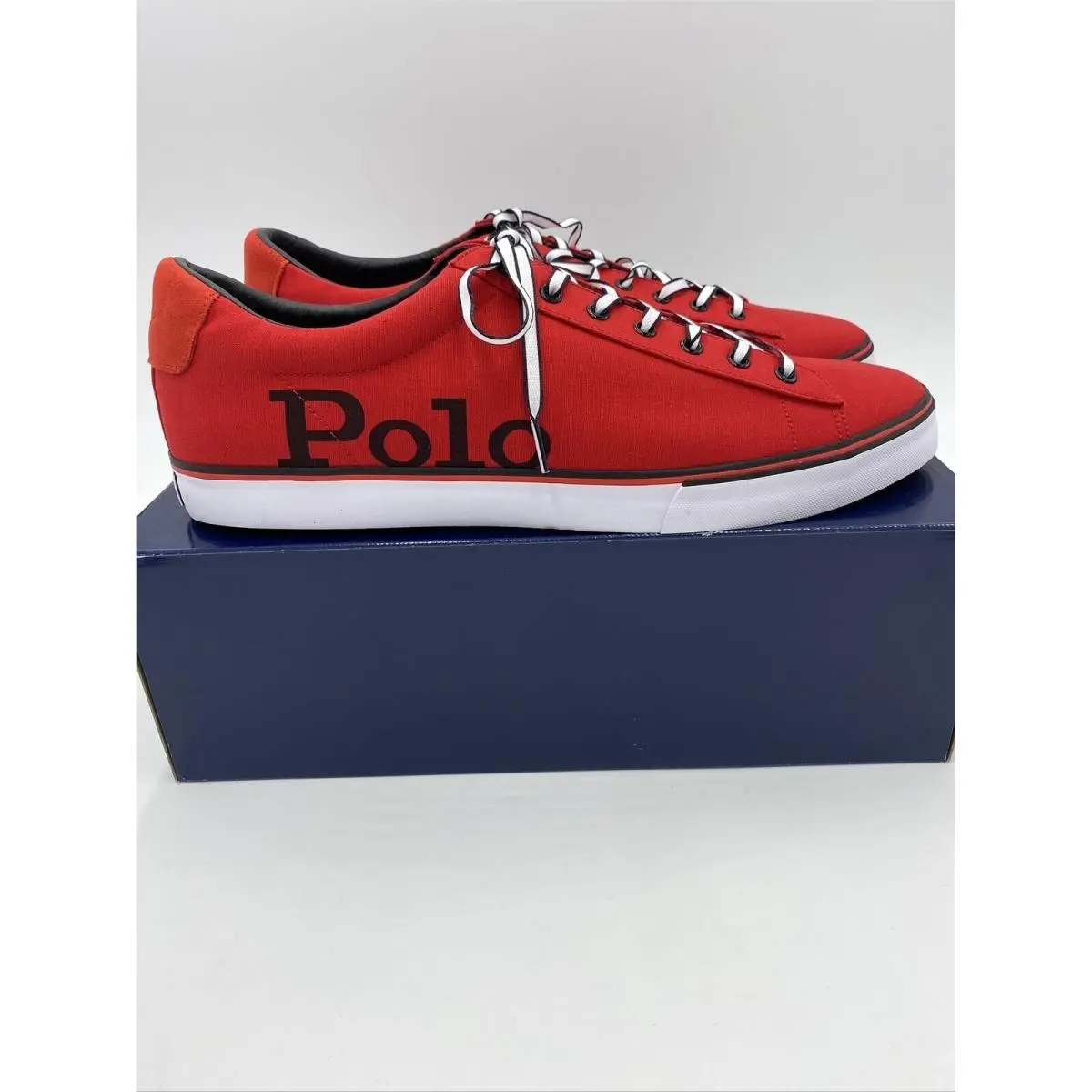 Polo Ralph Lauren Men Low Top Sneakers Sayer SK Vlc 17 D Red Recycled Canvas