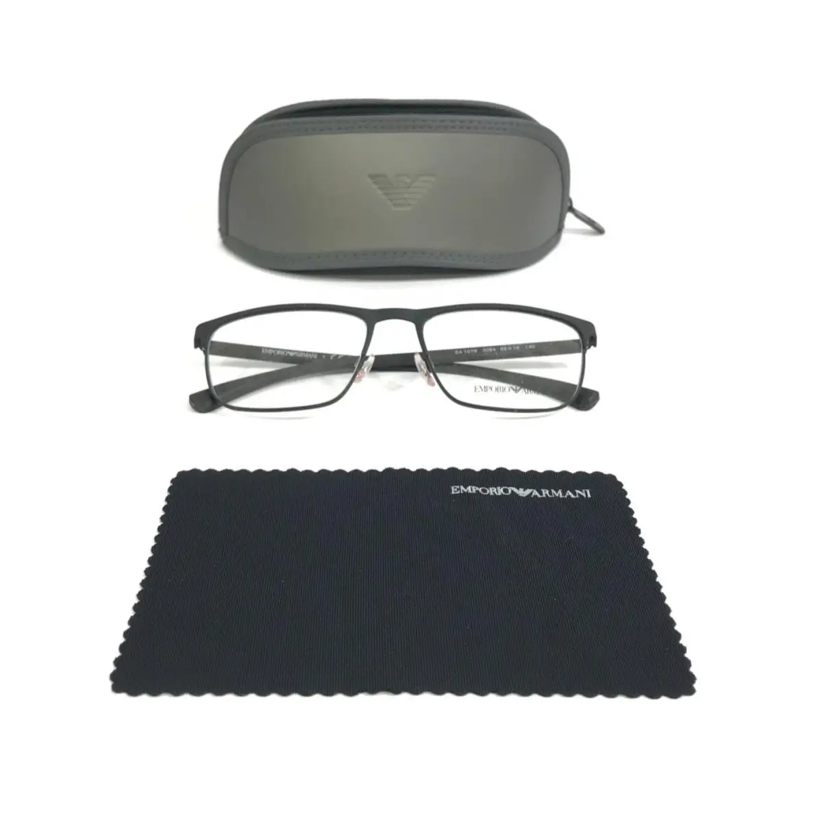 Eyeglasses Frames EA1079 3094 Black Silver Rubber 55-18-140 by Emporio Armani