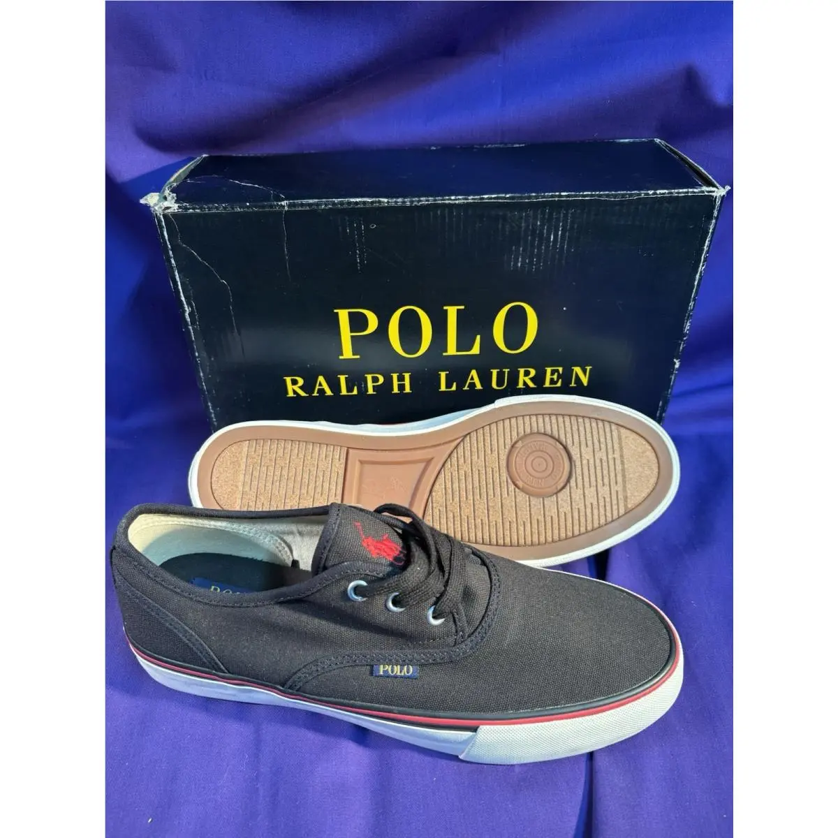 Polo Ralph Lauren Morray-sk-vlc Black Canvas Sneaker Mens Size 9.5