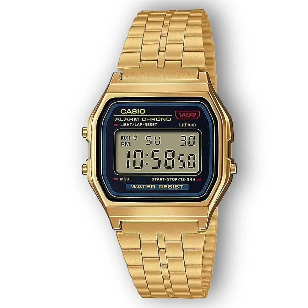 Vintage Digital Watch Gold Tone Black Dial A159WGEA-1E by Casio