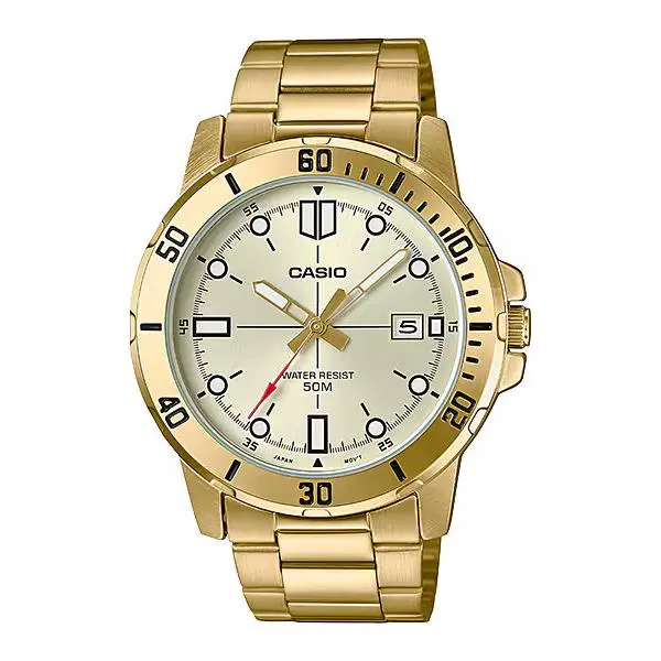 MTP-VD01G-9EV Gold Tone Quartz Analog Men`s Watch by Casio