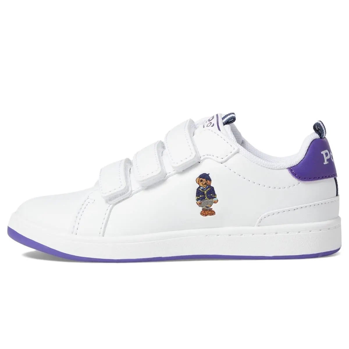 Polo Ralph Lauren Girl`s Heritagecourtbearez Wh/ny/tggl Sneaker 9 Toddler - White