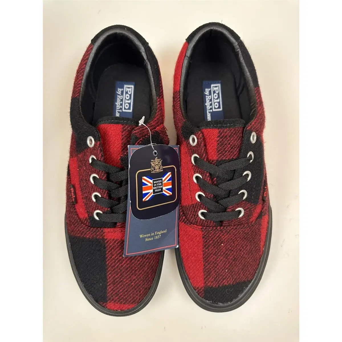 Polo  Keaton Buffalo Plaid Moon Tweed Wool Sneakers Sz 8.5 by Ralph Lauren