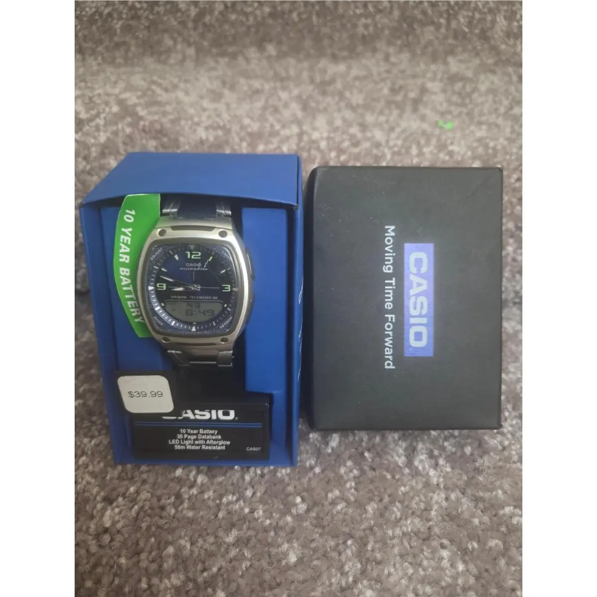 Telememo 30 Watch AW80D-7AVOS Ana-digi 10 Year Battery Stainless Box by Casio