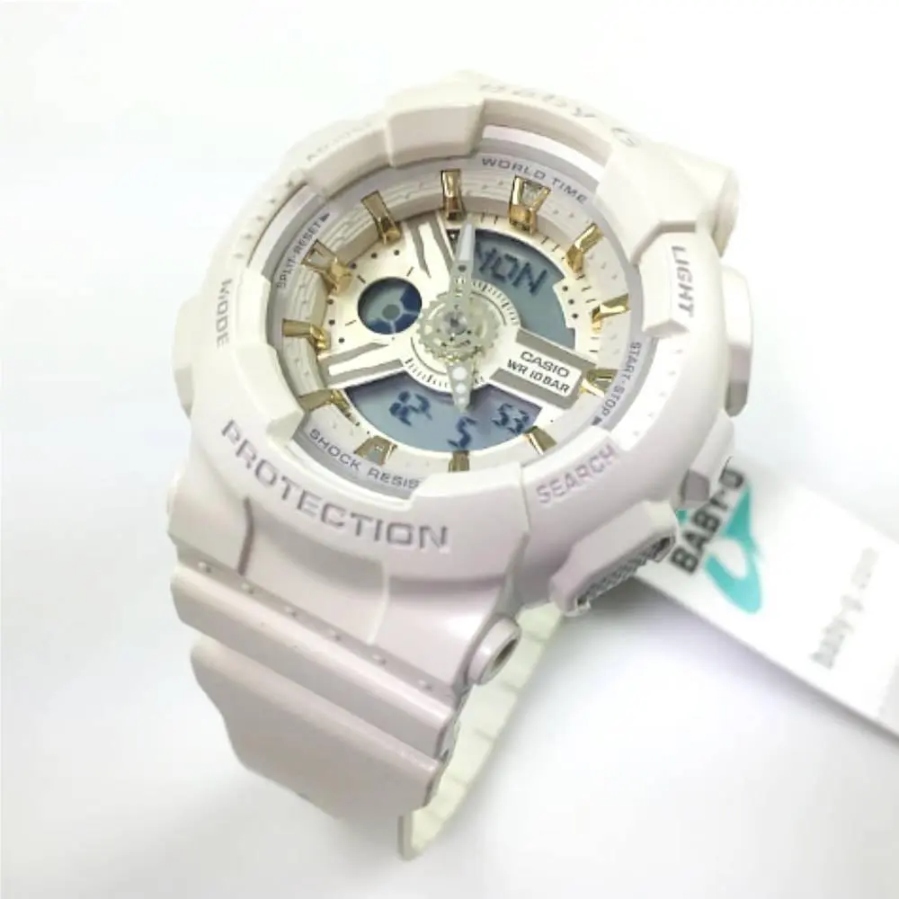 Baby-g BA-110GA-7A2 White / Gold Accent Analog-digital Watch by Casio