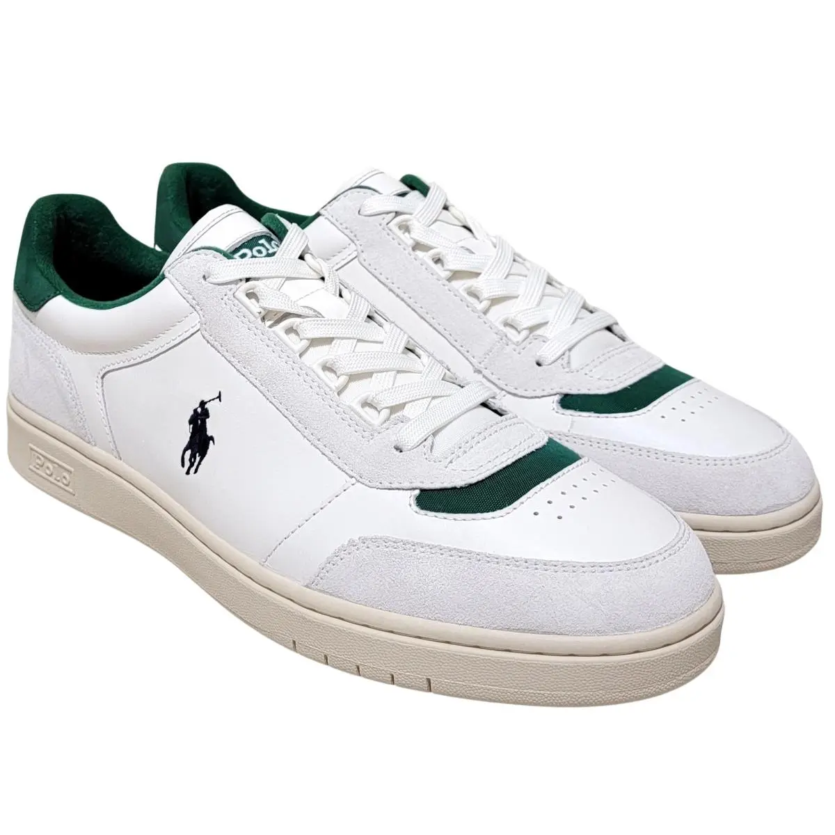 Polo Ralph Lauren Men Polo Court Sport Sneaker Size US 11D White Green Leather