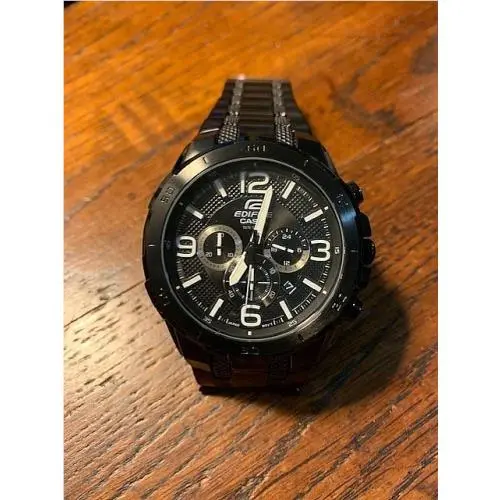 Edifice All Black Ion Plated Men`s Sport Watch EFR-538BK by Casio
