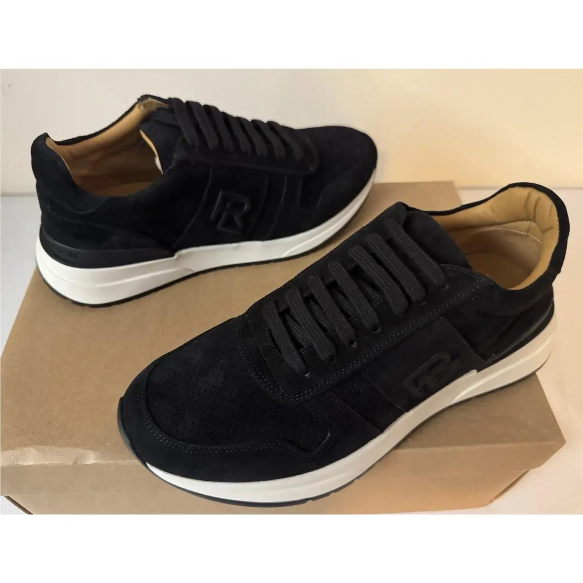 Ralph Lauren shoes - Ethan II Calfskin Suede Sneaker - Black 7