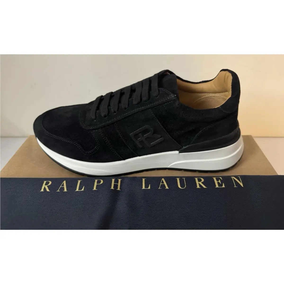 Ralph Lauren shoes - Ethan II Calfskin Suede Sneaker - Black 4