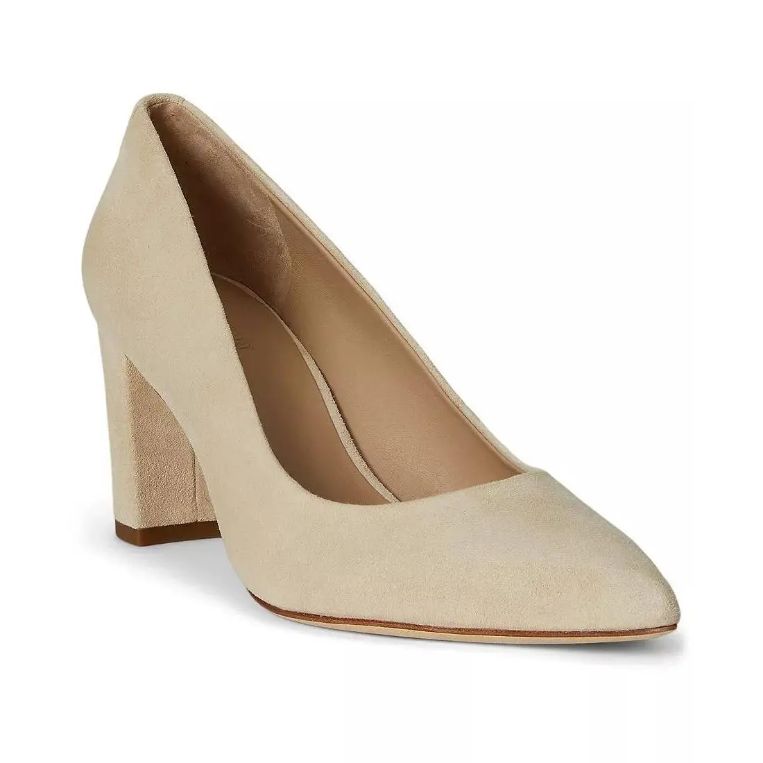 Lauren Ralph Lauren Lanette Beige Block Heel Pumps Size 8B