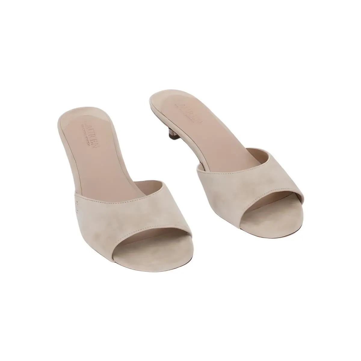 Lauren Ralph Lauren Frncsa Tan Suede 2 Kitten Heel Mules Sz 6M