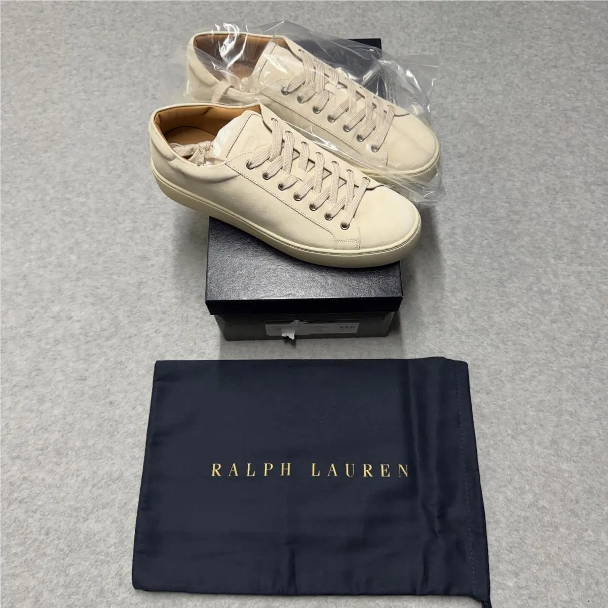 Ralph Lauren Purple Label Severn RL Shoes Mens 9.5 Beige Suede Low Top Sneaker