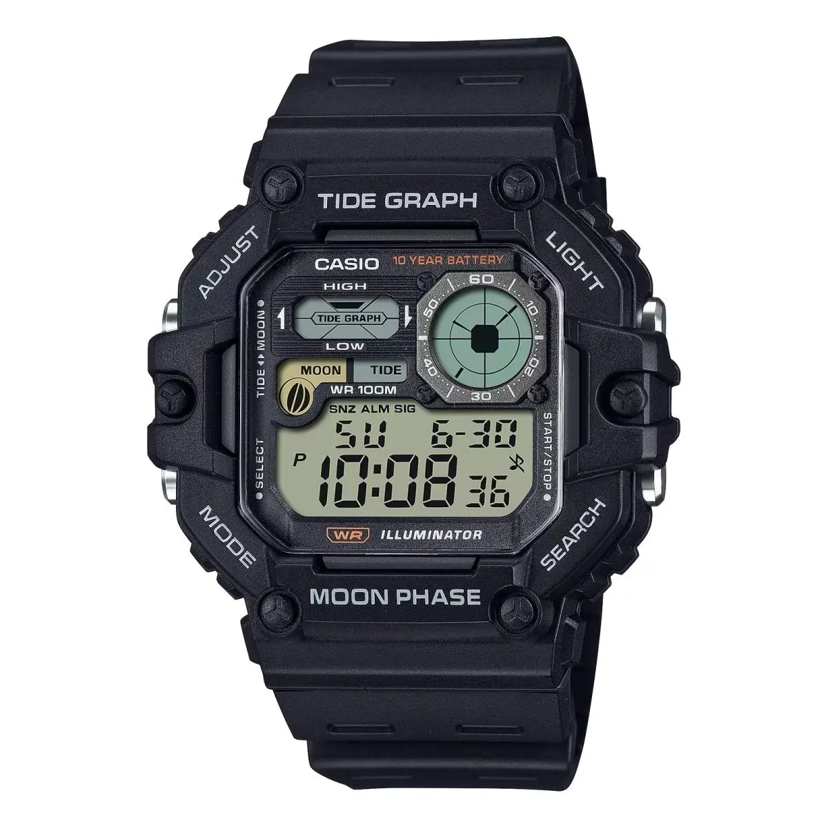 Men`s Digital Watch with Black Resin Band - WS-1700H-1AVCF-EW by Casio