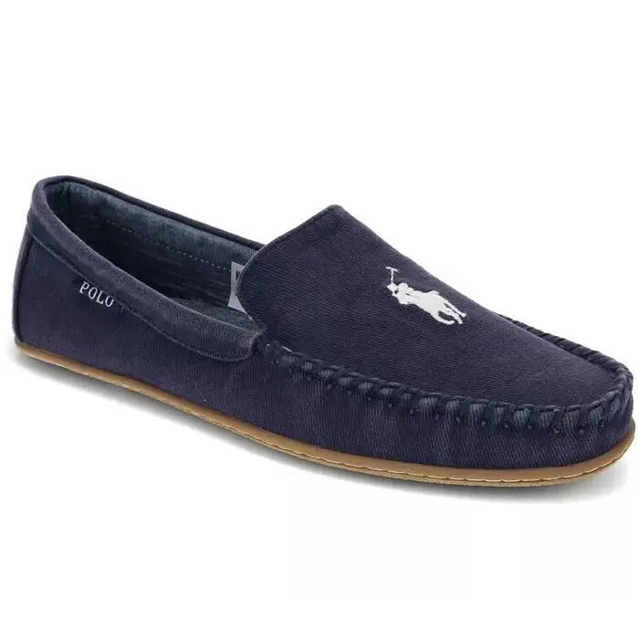 Mens Polo Ralph Lauren Collins Twill Fabric Memory Moccasin Shoes Navy 8 M