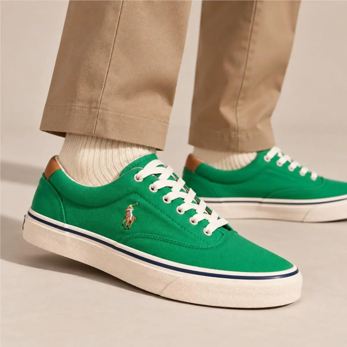 Polo Ralph Lauren Sayre Kelly Green Canvas Plaid Mens Sneakers Size 12