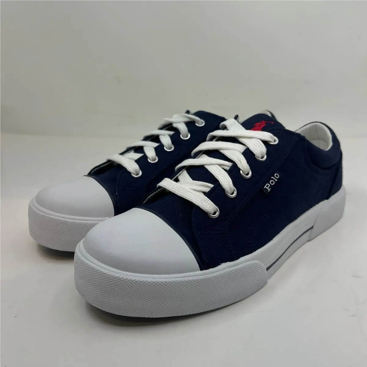 Polo Sport Ralph Lauren Blake Oxford Women 9B Navy Blue Canvas Sneakers Logo