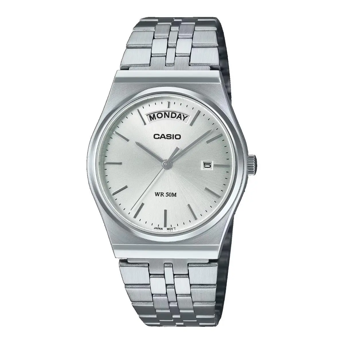MTP-B146D-7AV Men`s Vintage Stainless Steel Silver Dial Day Date Watch by Casio