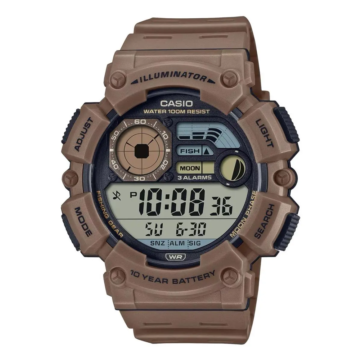 Men`s Digital Watch with Brown Band - WS-1500H-5AV by Casio