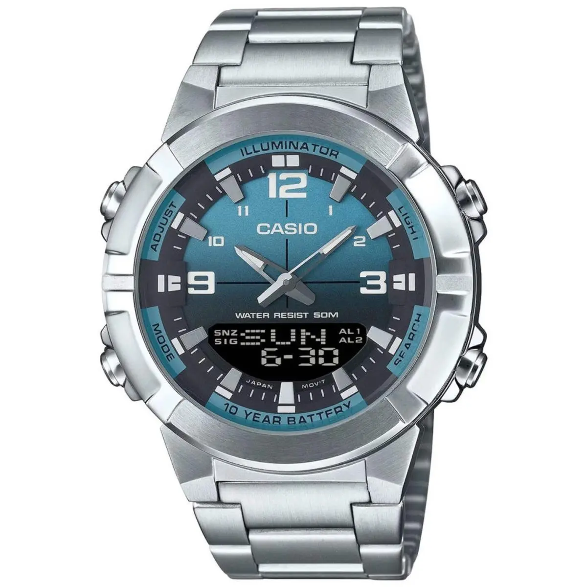 Men`s  Ana-digi Stainless Steel Band Watch AMW870DA AMW-870DA-2A2 by Casio