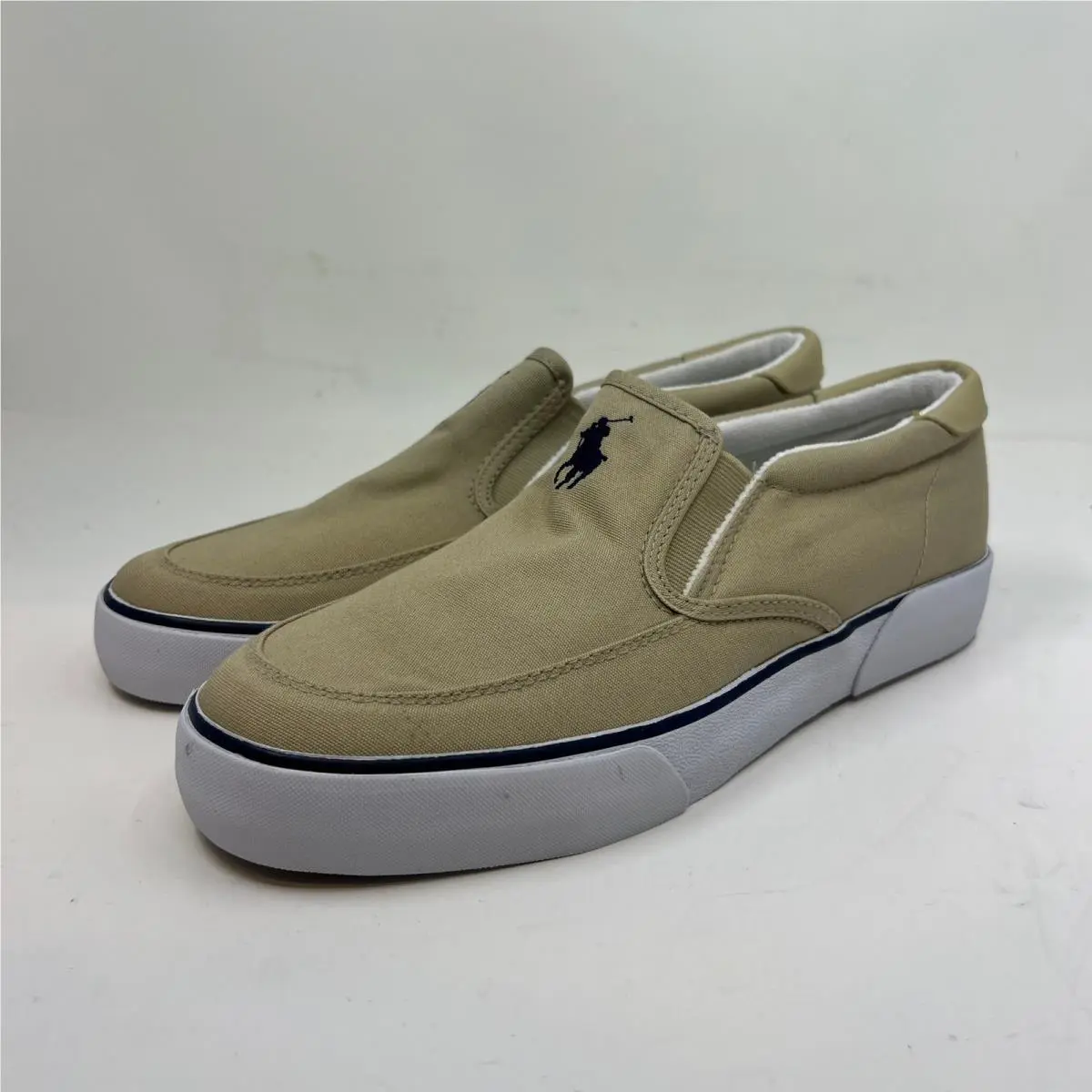 Polo  Brisbane II SL Men 9D Khaki Canvas Slip On Sneakers Vintage by Ralph Lauren