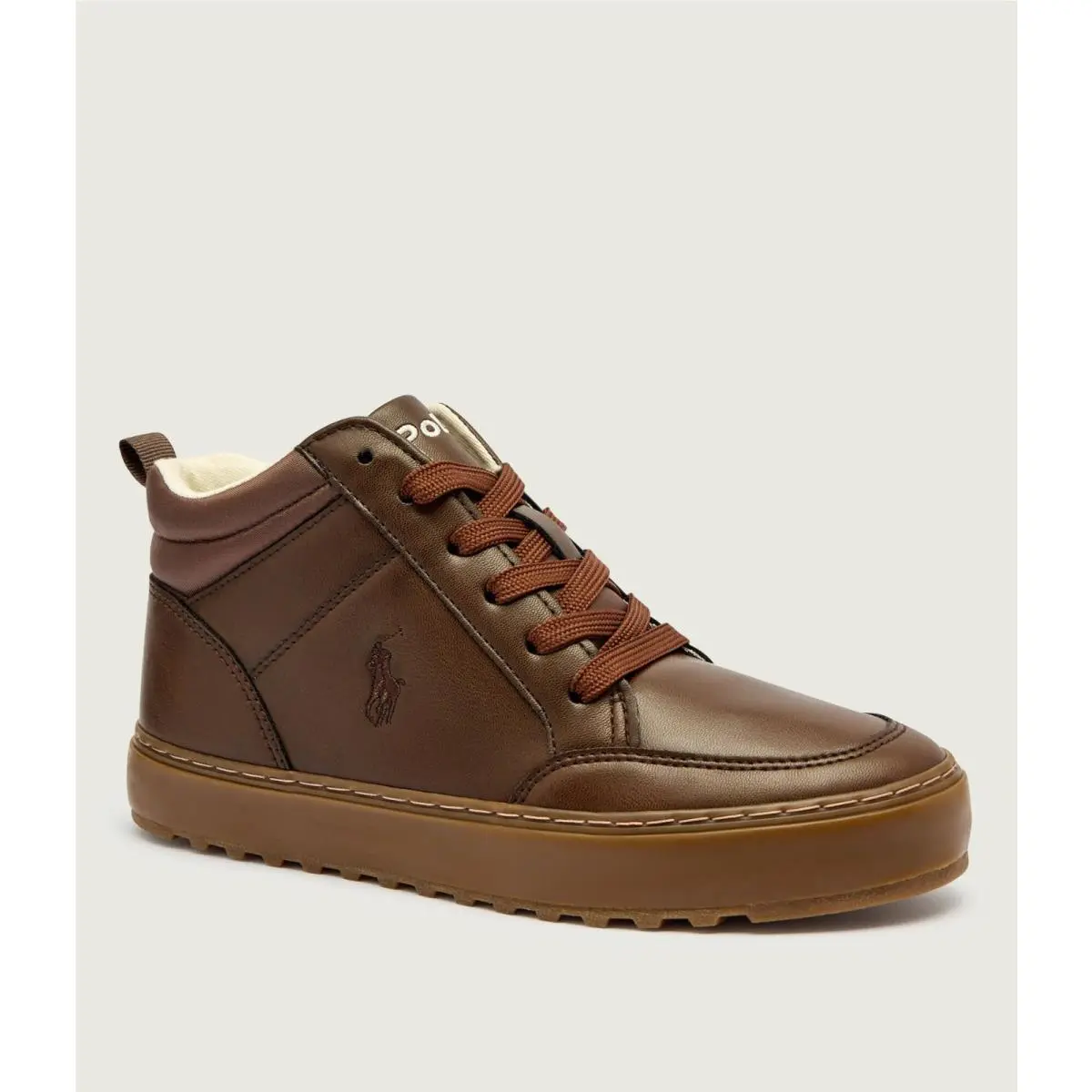 Polo Ralph Lauren Rowland Leather Lace Up Sneakers Pony Dark Brown SZ 3.5
