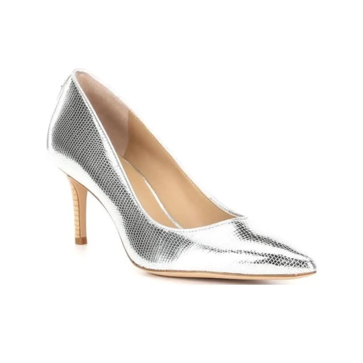 Lauren Ralph Lauren Lanette Heels Womens 6.5 B Silver Shoes Lizard Metallic