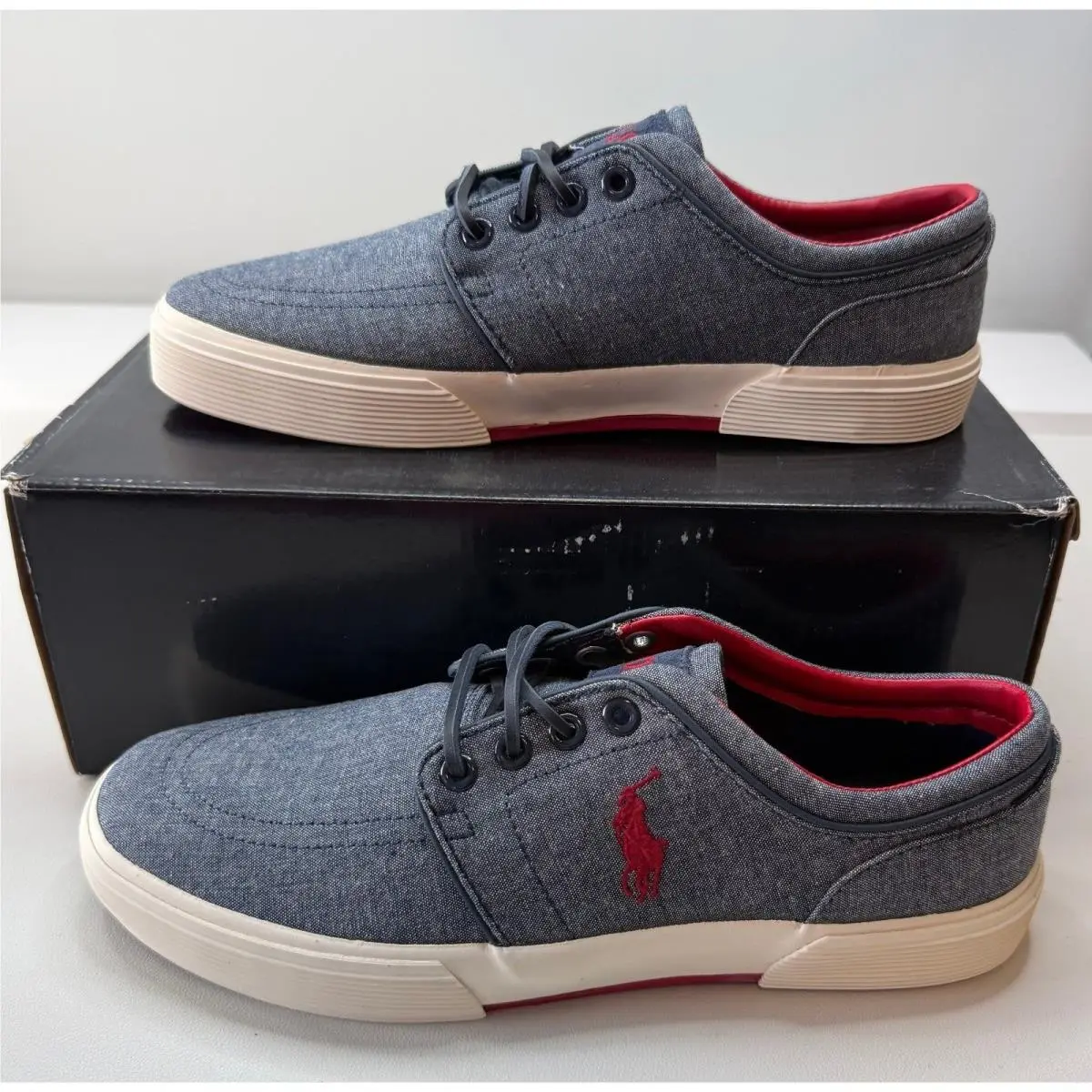 Polo  Faxon Low Blue Chambray Sneakers Mens 7.5 D by Ralph Lauren