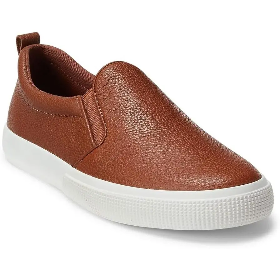 Lauren Ralph Lauren Z2654 Tan Haddley Tumbled Leather Slip-on Shoe Size 8.5 B