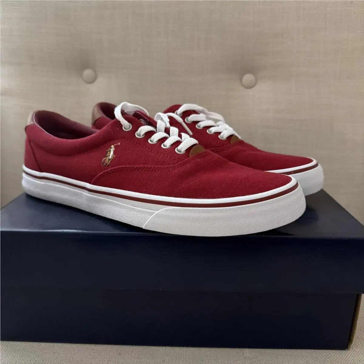 Polo Ralph Lauren Thornton Red Canvas Sneakers Mens Sz 9