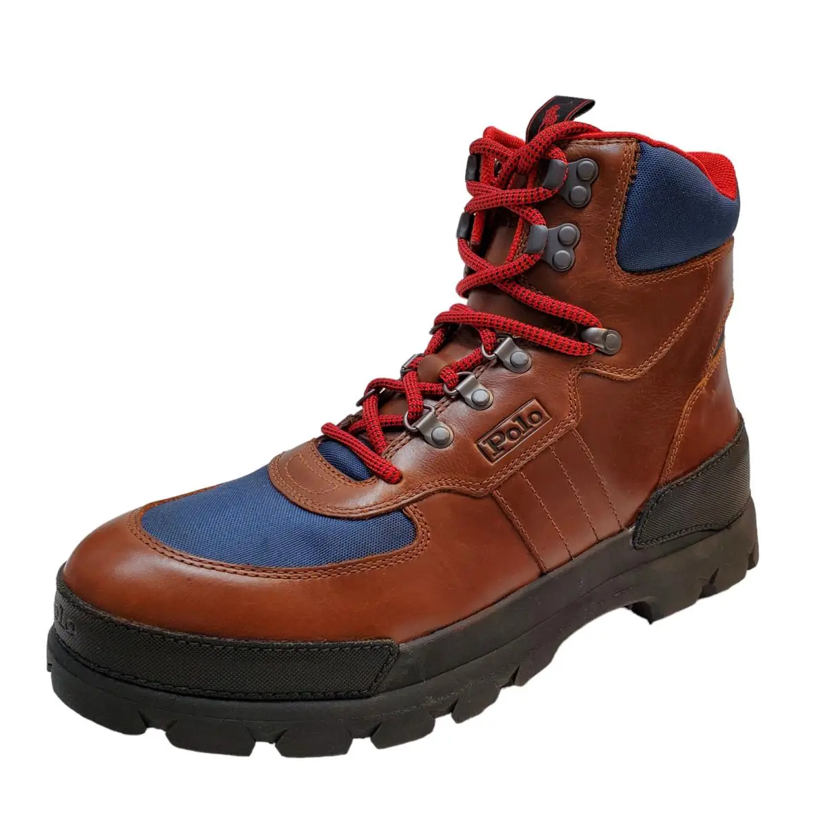 Polo Ralph Lauren Mens Shoes Oslo Tactical Leather Ankle Boots 8D Tan Navy
