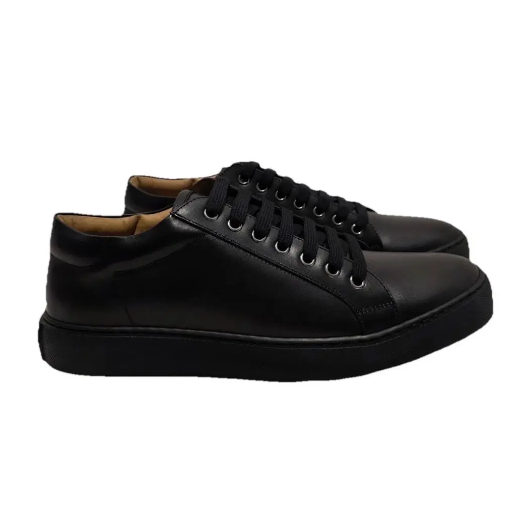 Purple Label Shoes Mens 9D Black Calf Leather Severn Sneakers by Ralph Lauren