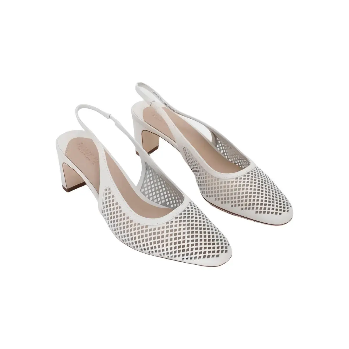 Lauren Ralph Lauren Klaire Perf Soft White Perforated Slingback Block Sz 8.5M