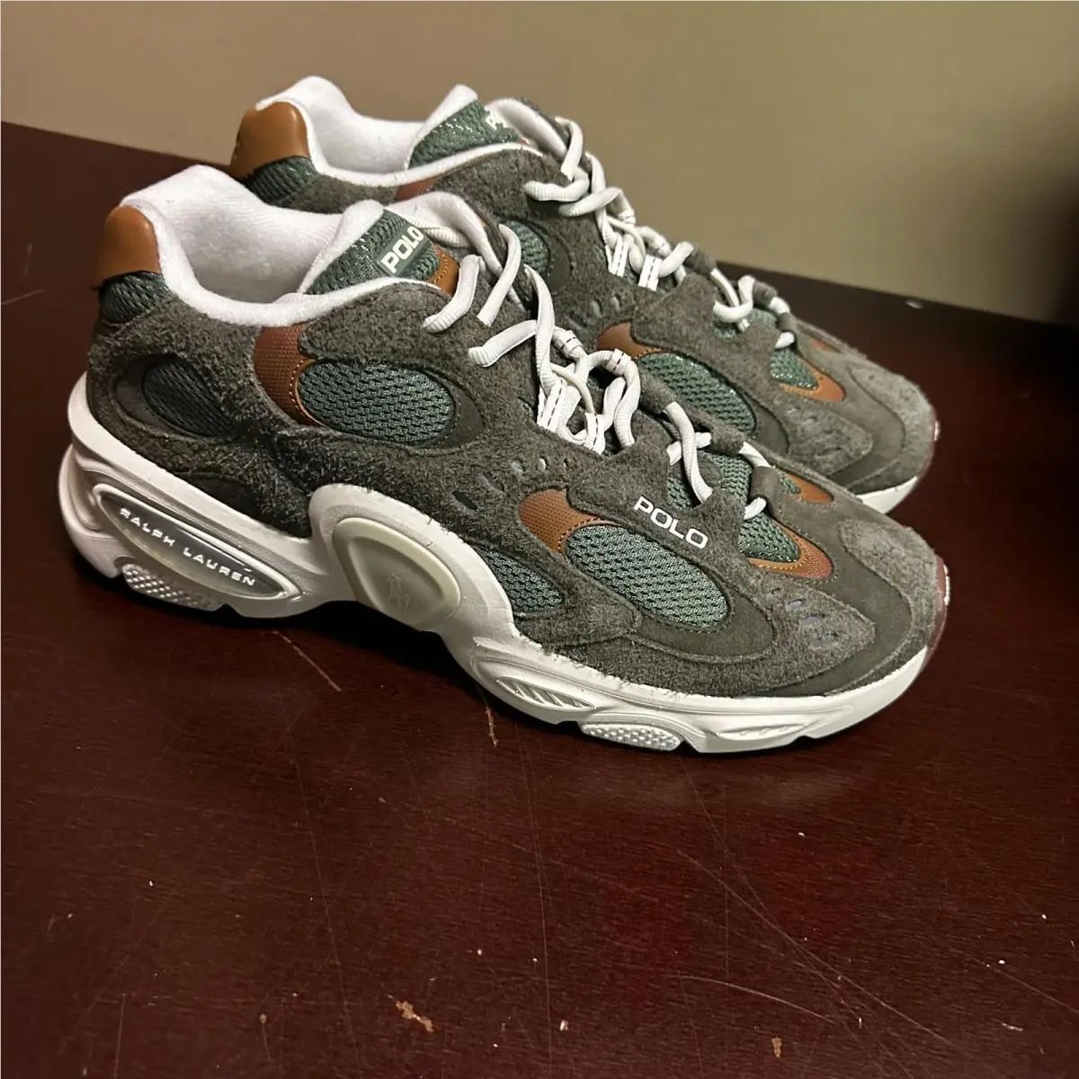 Polo Ralph Lauren Mens Size 12 Modern Trainer 100 Sneakers Shoes Green White