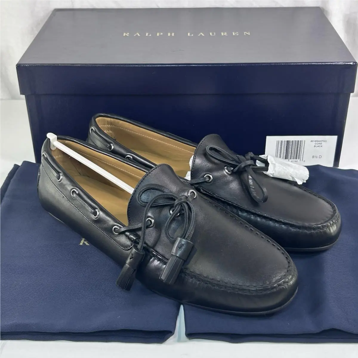 Ralph Lauren Purple Label Harold Tassel Loafer Men 8.5 Black Leather Shoes