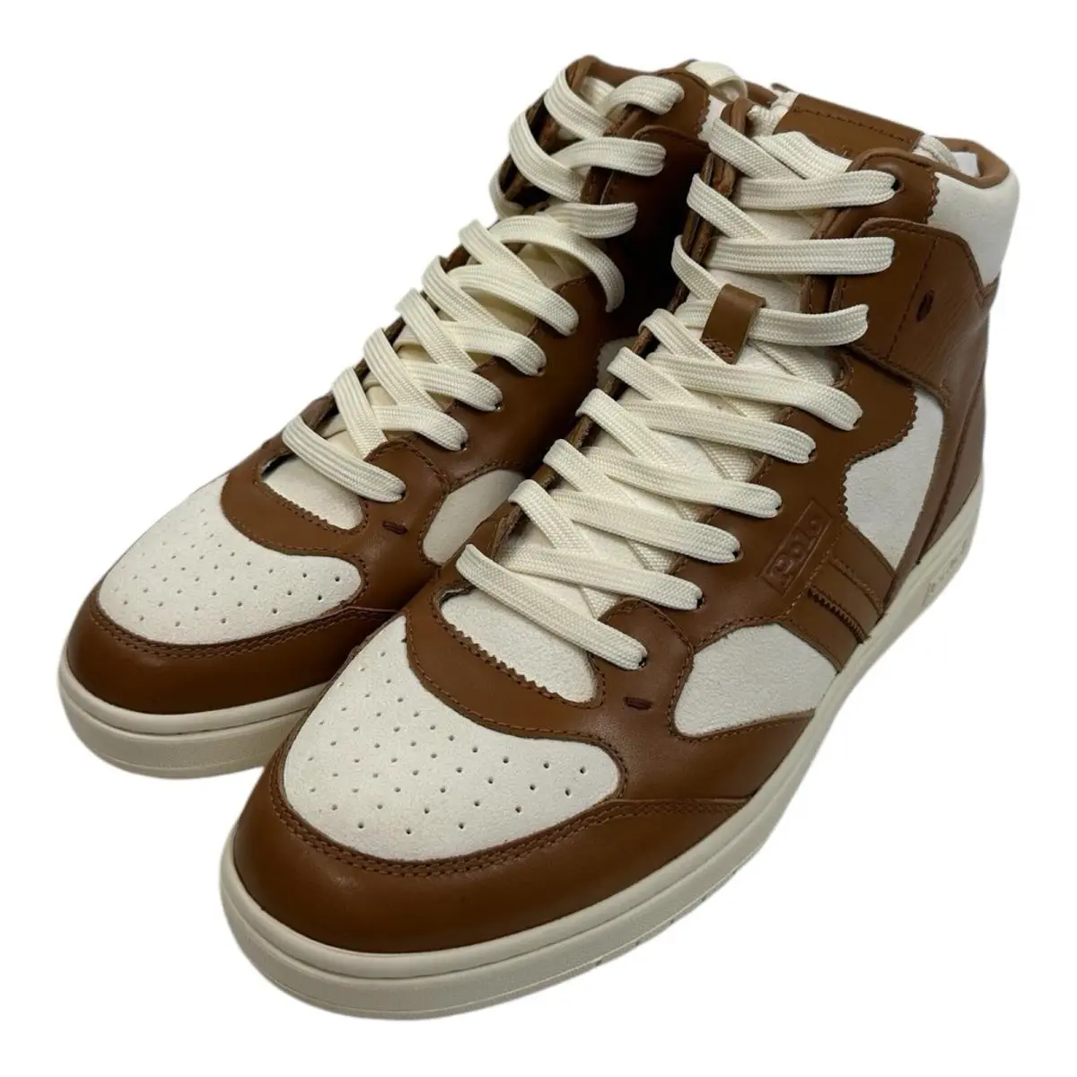 Polo Ralph Lauren Court High Brown White Nubuck Calf Sneaker Size 11D