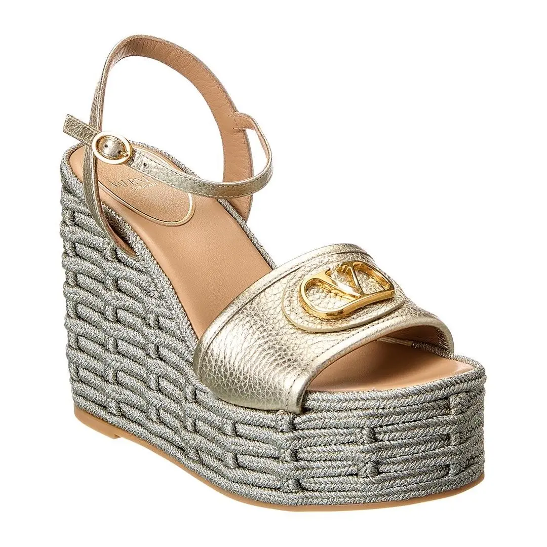 Valentino Vlogo Signature Leather Wedge Sandal Women`s