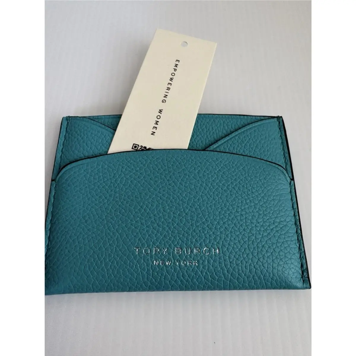 Tory Burch Romy Flat Card Case in Soft Turquoise