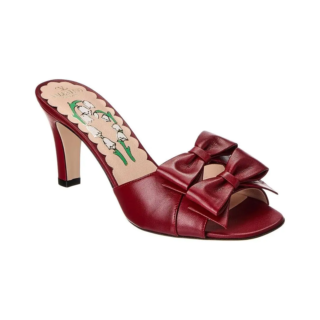 Valentino Bowow 75 Leather Sandal Women`s Red 36