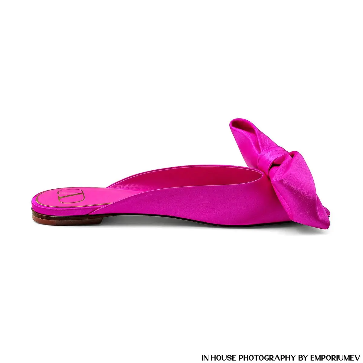 Valentino Garavani Fuchsia Satin Bow Flat Mules Size 36.5 0563