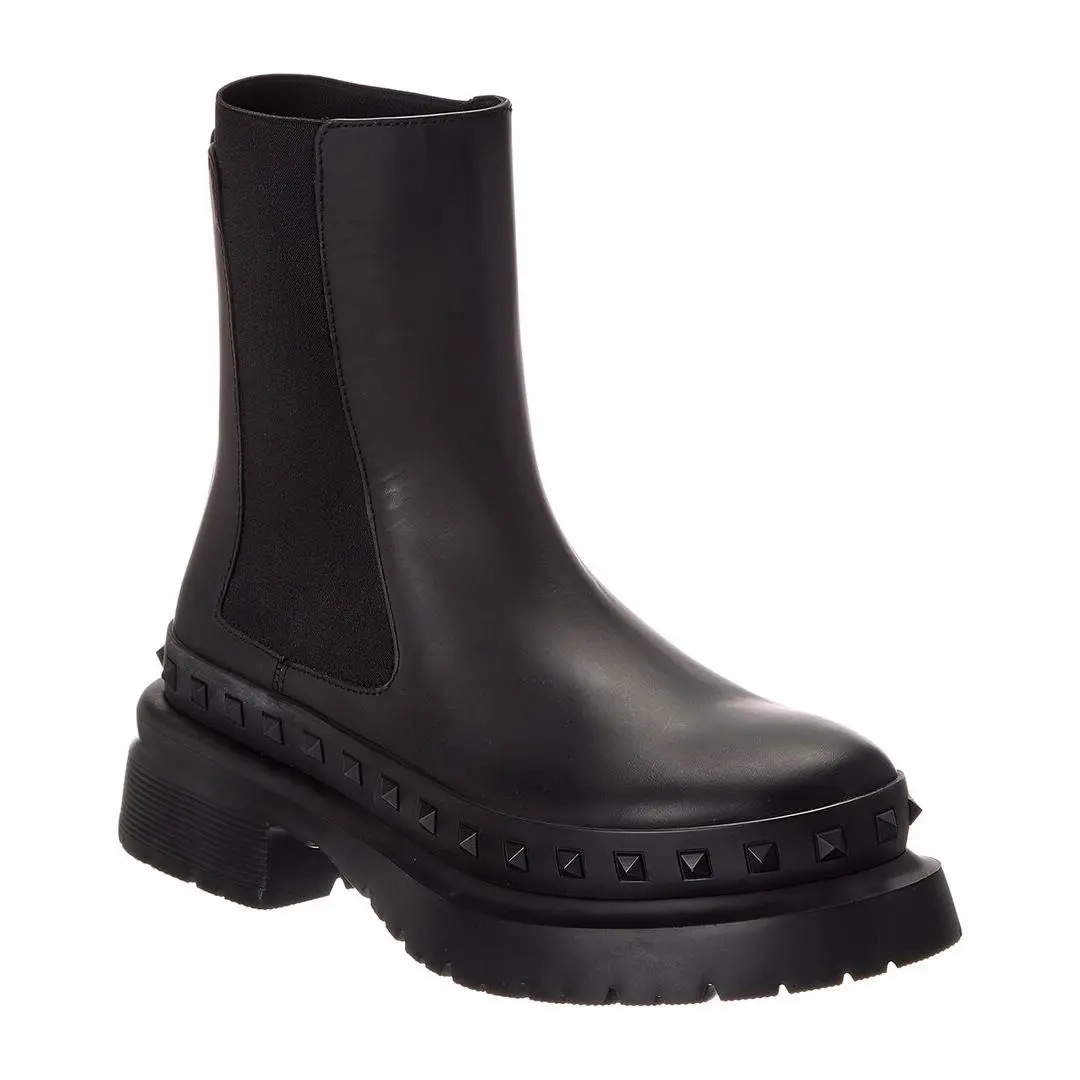 Valentino Beatle Leather Boot Men`s Black 42