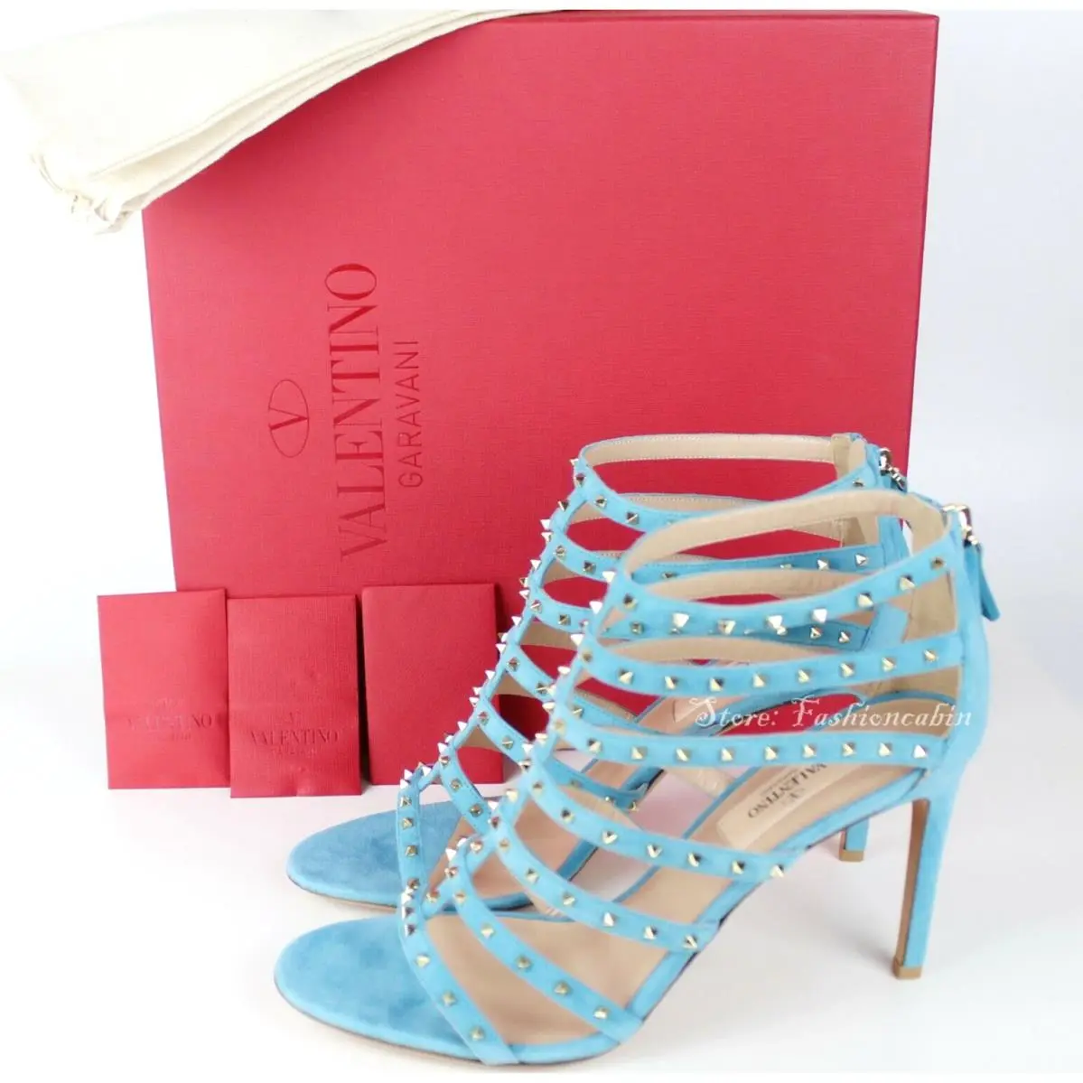 Valentino Garavani Suede Rockstud Sandals Cerulean Eur 41