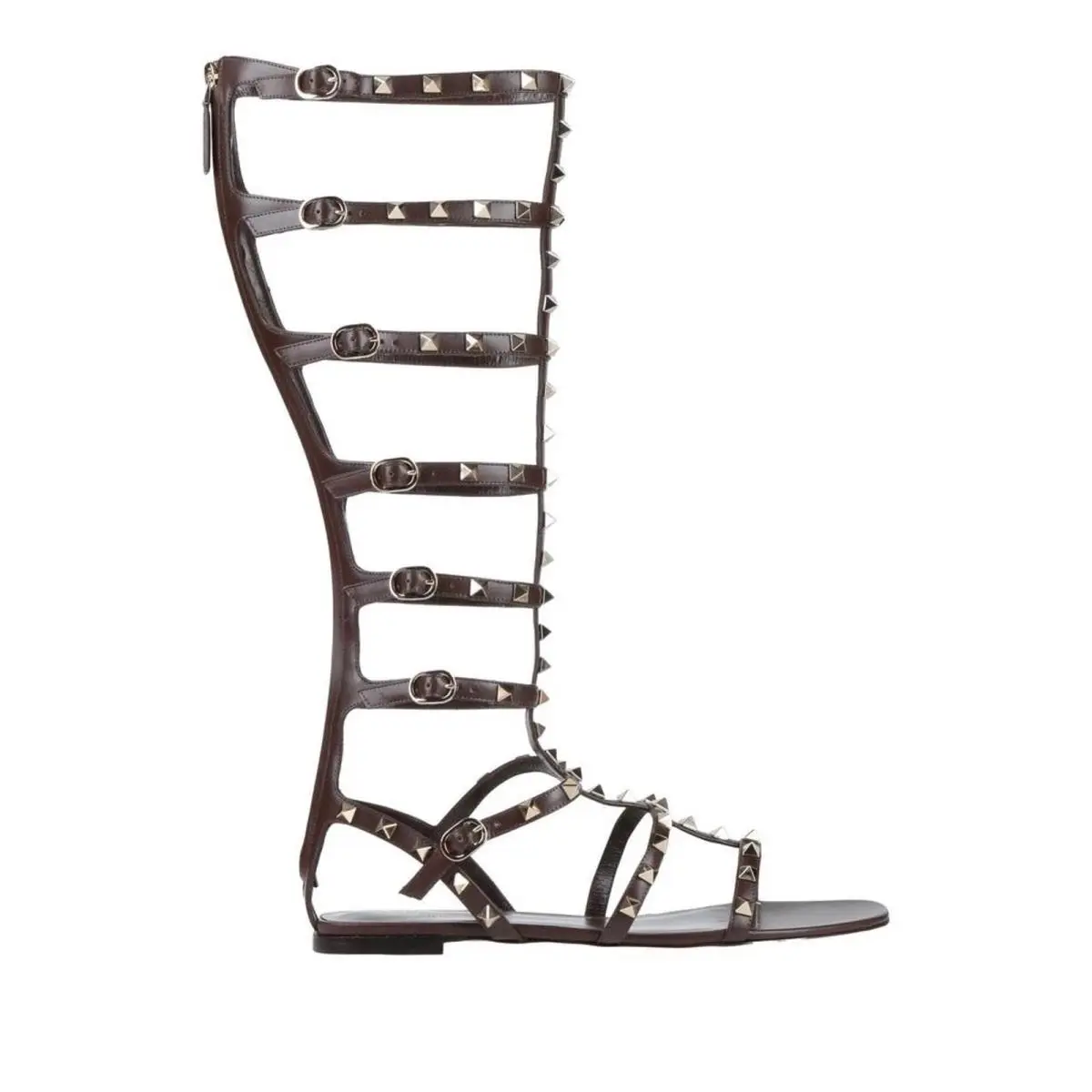 Valentino Garavani Rockstud Gladiator Sandals Brown 38.5 - Brown