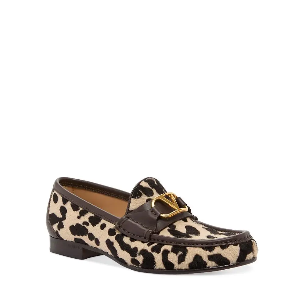 Valentino Garavani V Logo Moess Calf Hair Loafers EU 37.5 US 7.5