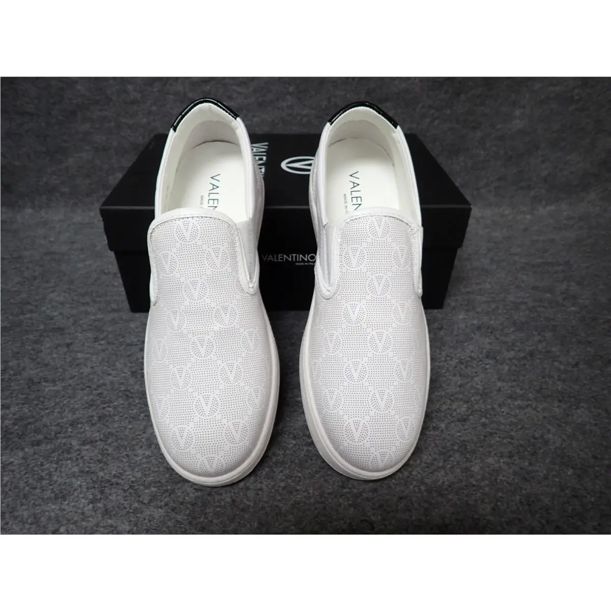 Valentino Adriel Monogram Leather Sneakers White-black Women`s 8 SS32