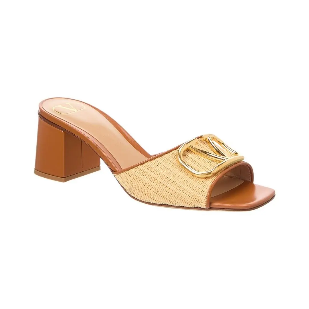 Valentino Vlogo Signature 60 Raffia Leather Sandal Women`s 37