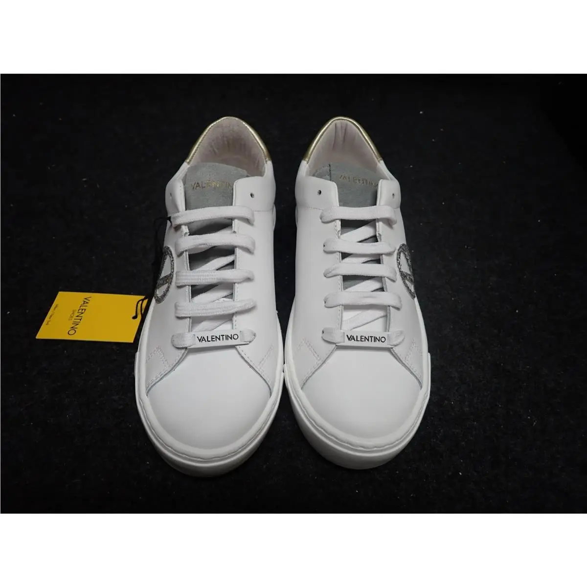 Women`s Valentino Laura Italian Leather Sneakers US9 White Silver SS2