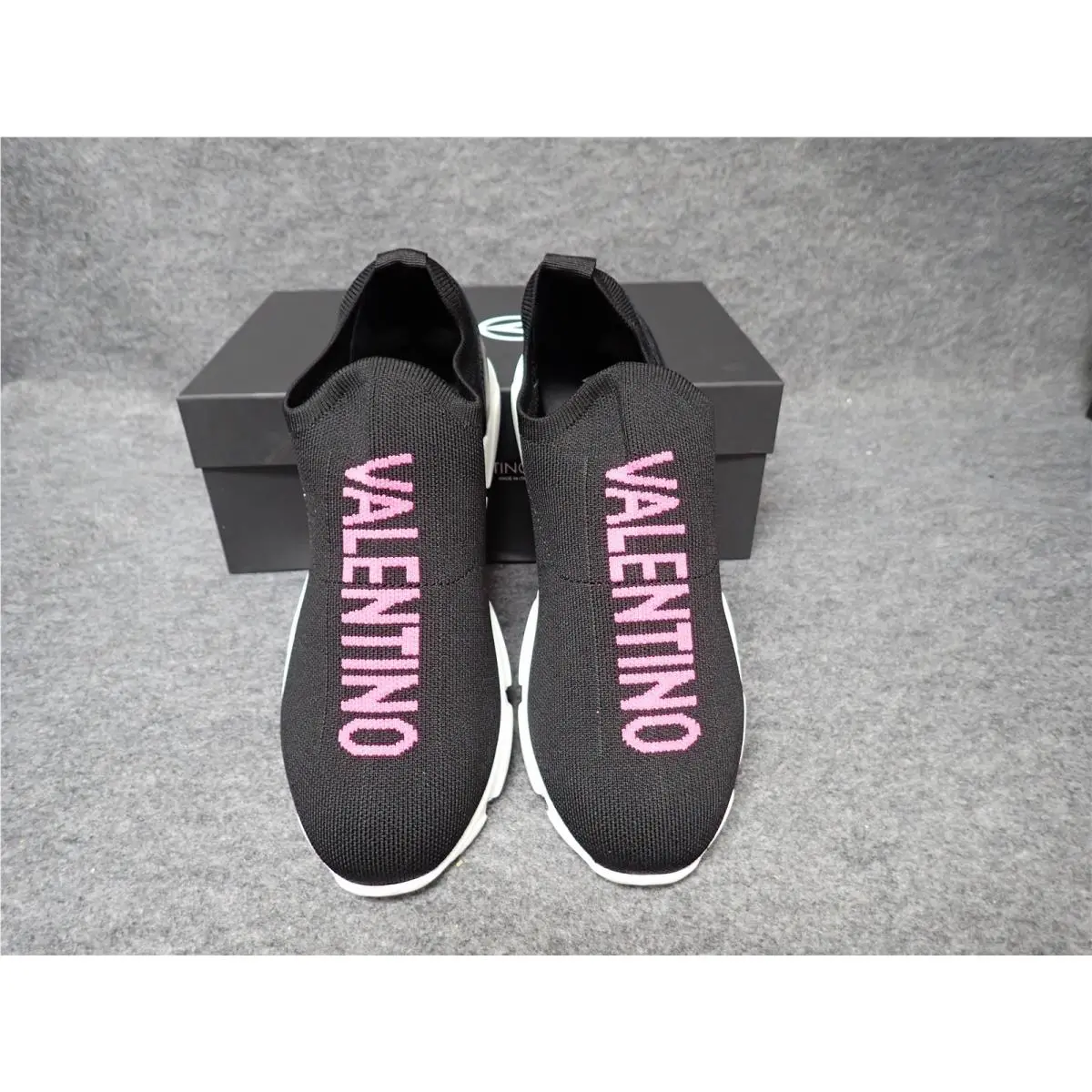 Valentino Queenie Logo Slip On Sneaker Black Women`s Size 7 SS73