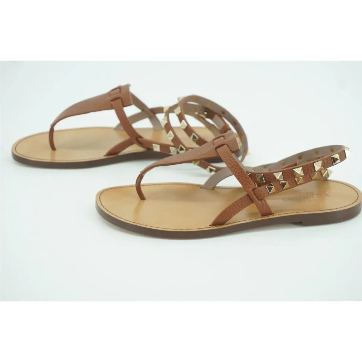 Valentino shoes - Rockstud Ankle-Wrap Thong RW0S0534 - Rockstud Thong - Cognac - Brown (UPC: 8053341809469) 8